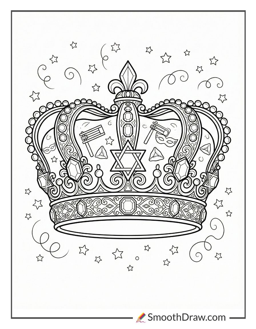 Purim Coloring Pages Crown