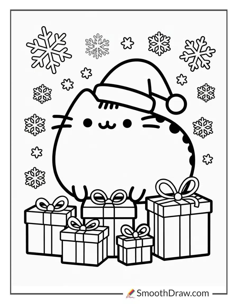 Pusheen Christmas Coloring Pages 1