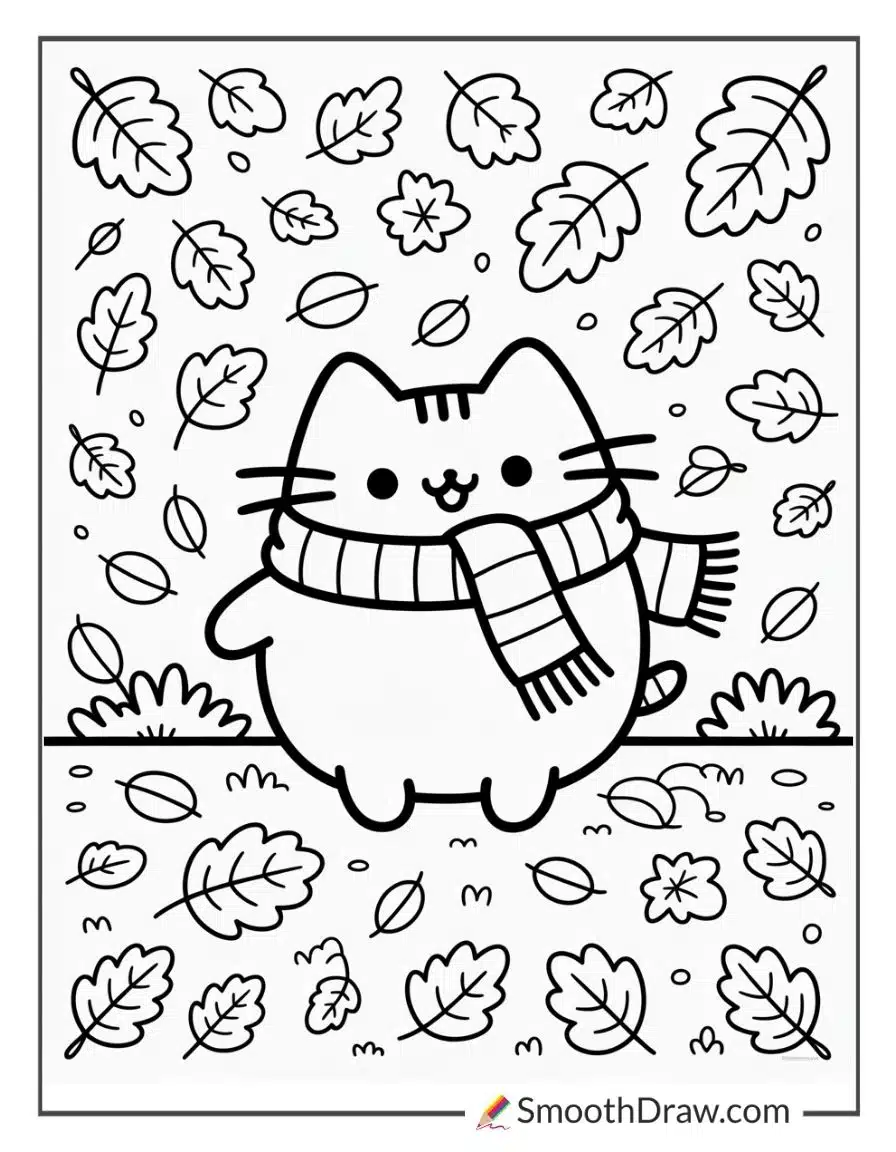 Pusheen Fall Coloring Pages