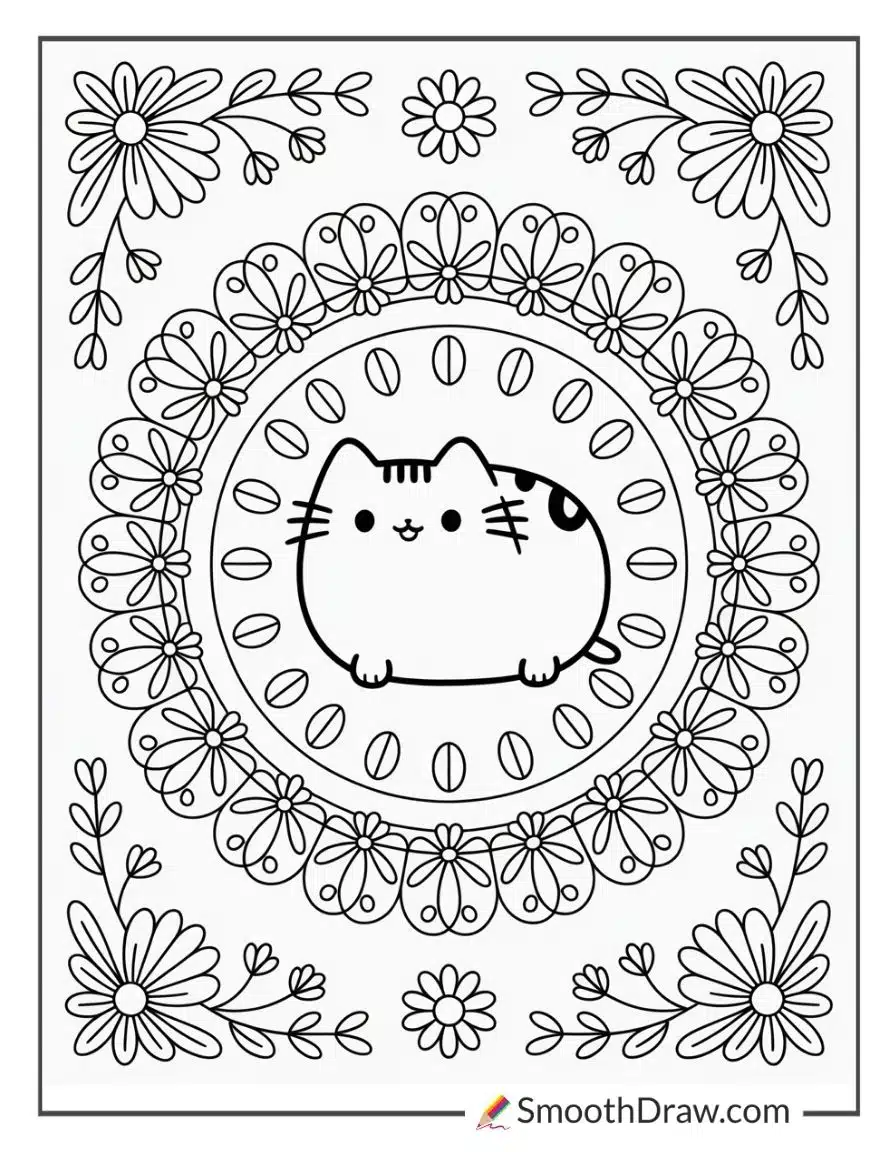 Pusheen Mandala Coloring Pages