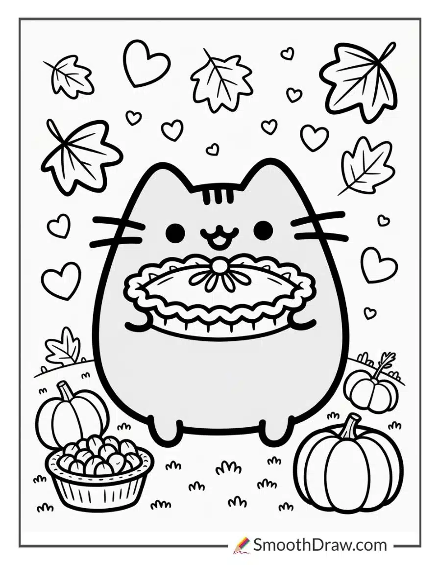Pusheen Thanksgiving Coloring Pages