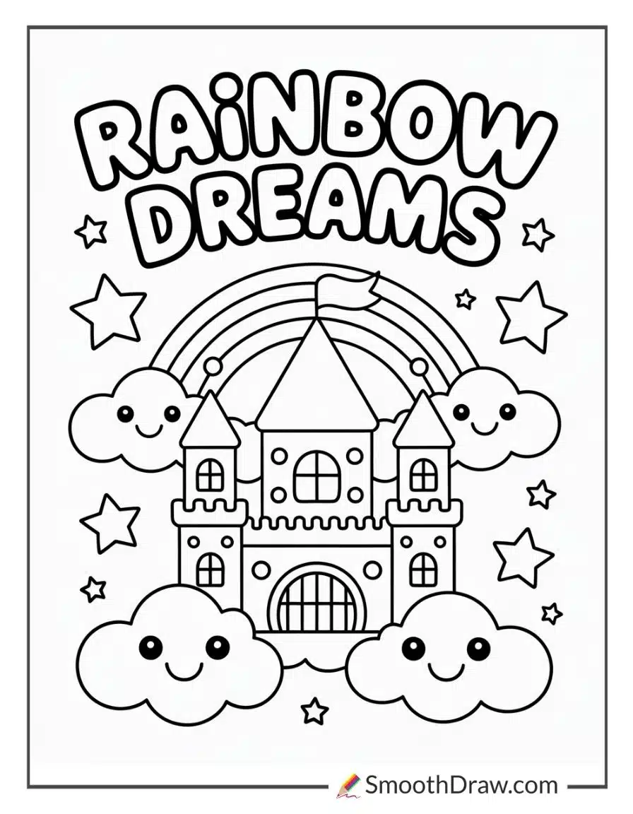 Rainbow Castle Coloring Page