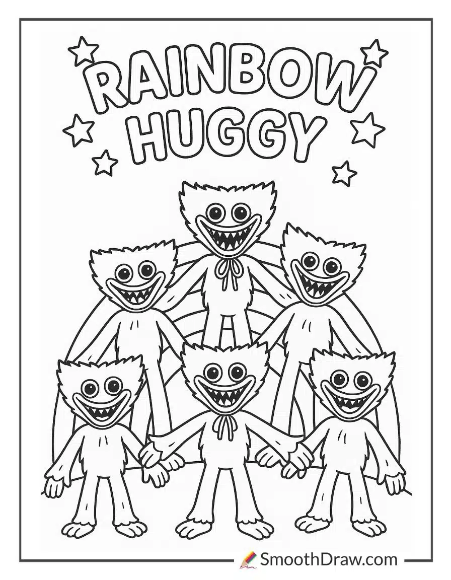 Rainbow Huggy Wuggy Coloring Pages