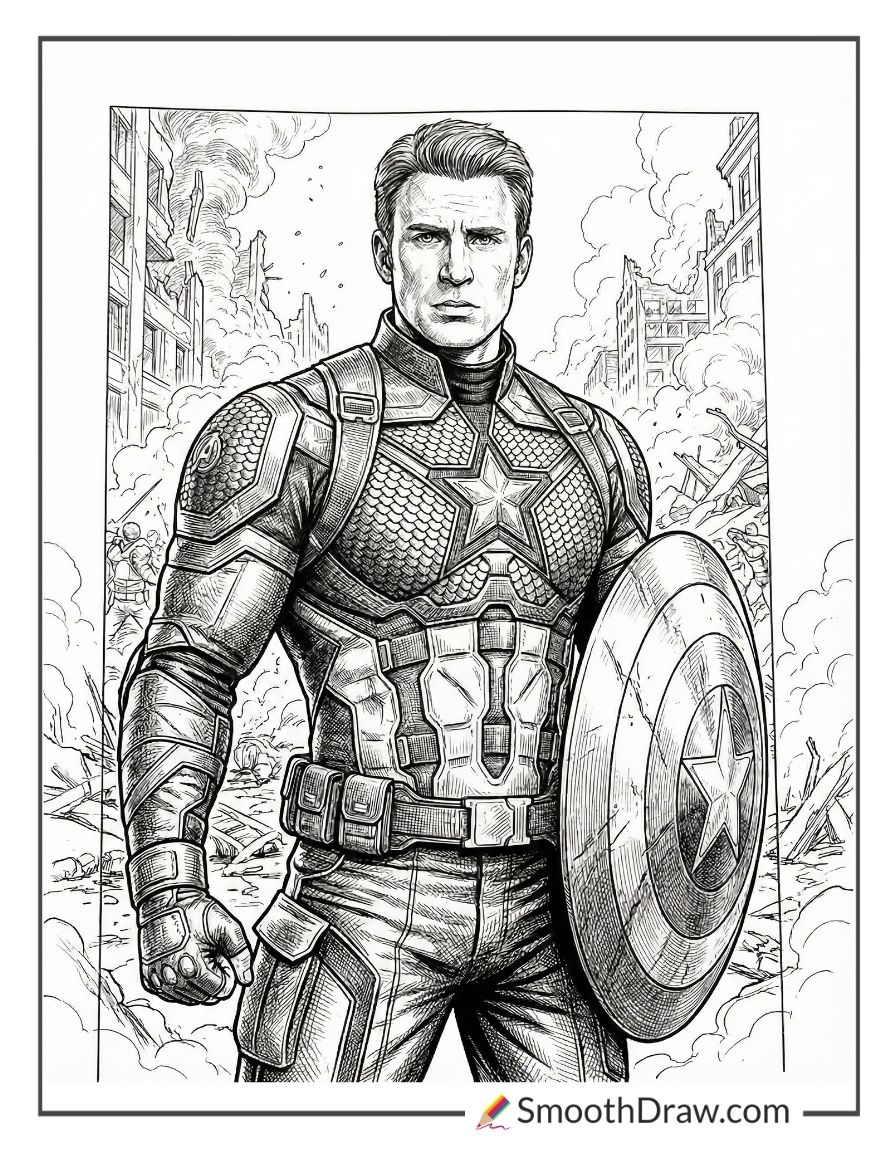 Realistic Captain America Coloring Pages