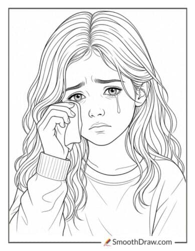 Realistic Sad Girl Coloring Pages