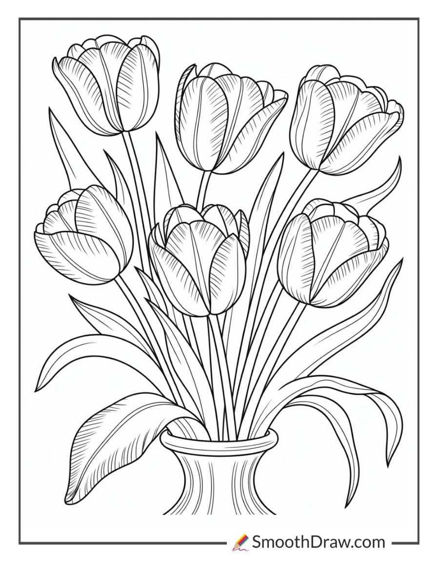 Realistic Tulip Coloring Pages