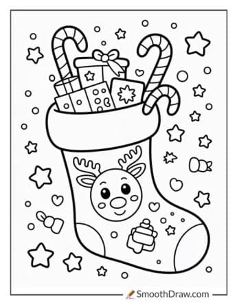 Reindeer Stocking Filled With Small Presents