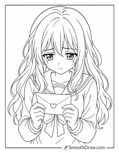 Sad Anime Coloring Pages