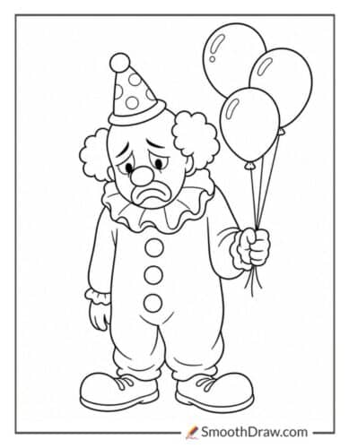 Sad Clown With Balloons