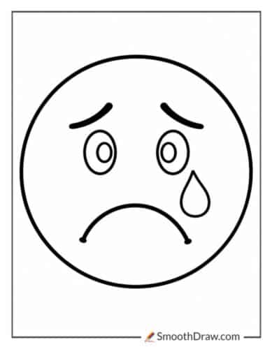 Sad Face Emoji Coloring Page