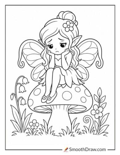 Sad Fairy Coloring Pages