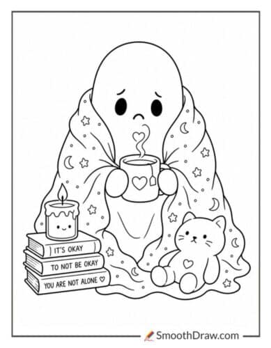 Sad Ghost Club Coloring Pages