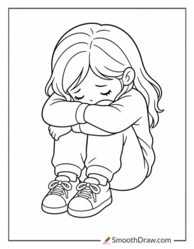 Sad Girl Coloring Pages