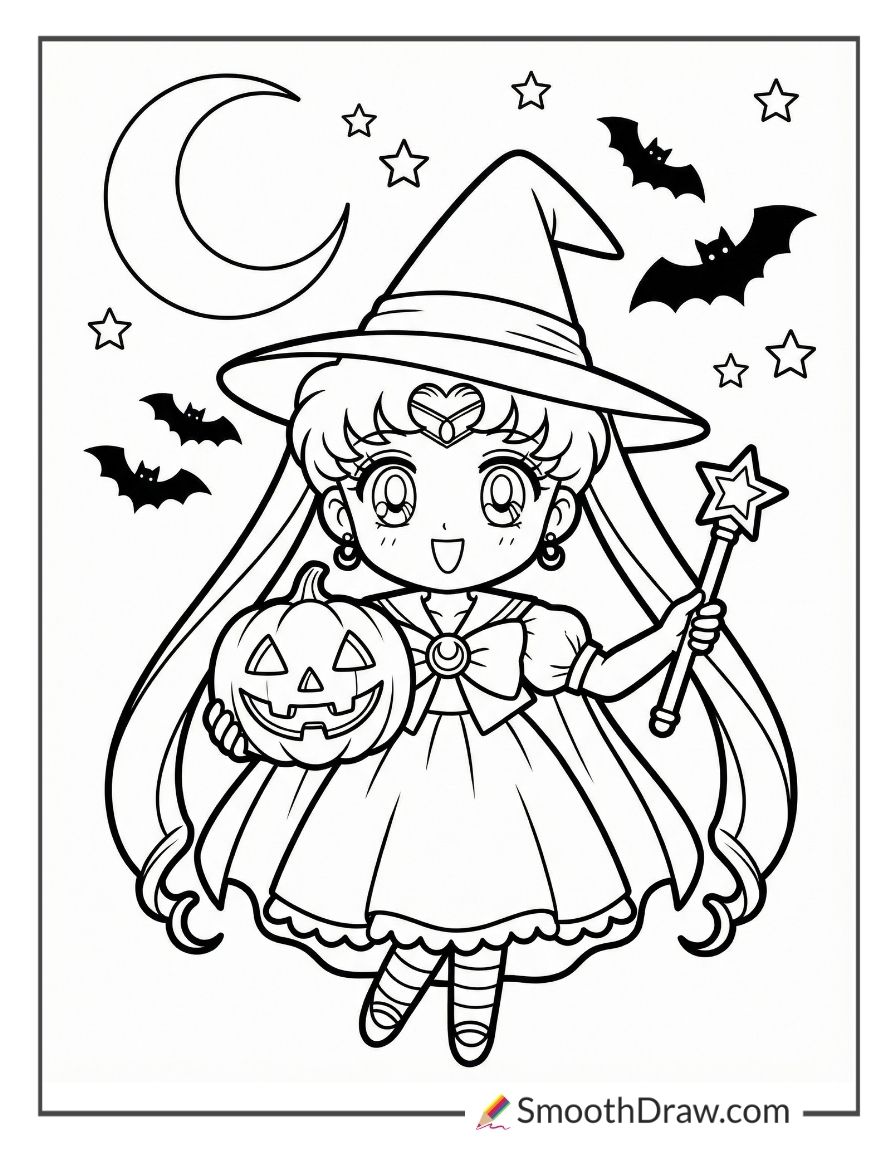 Sailor Moon Halloween Coloring Page