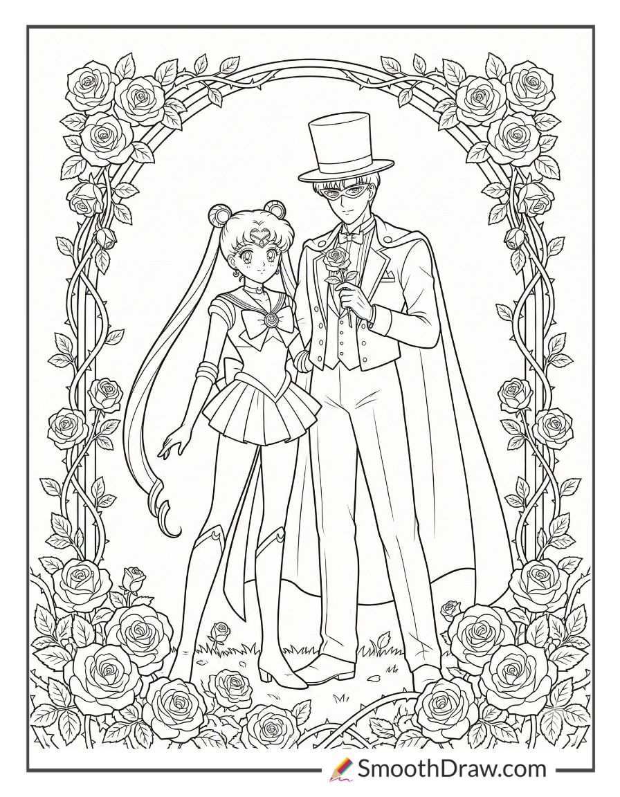 Sailor Moon Tuxedo Mask Coloring Pages