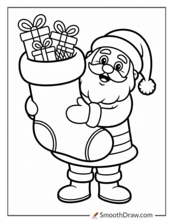 Santa Holding A Big Red Stocking