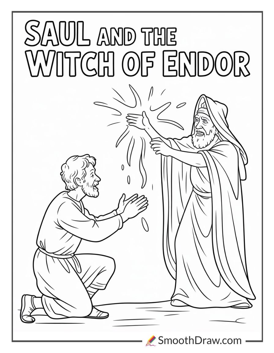 Saul And The Witch Of Endor Coloring Page