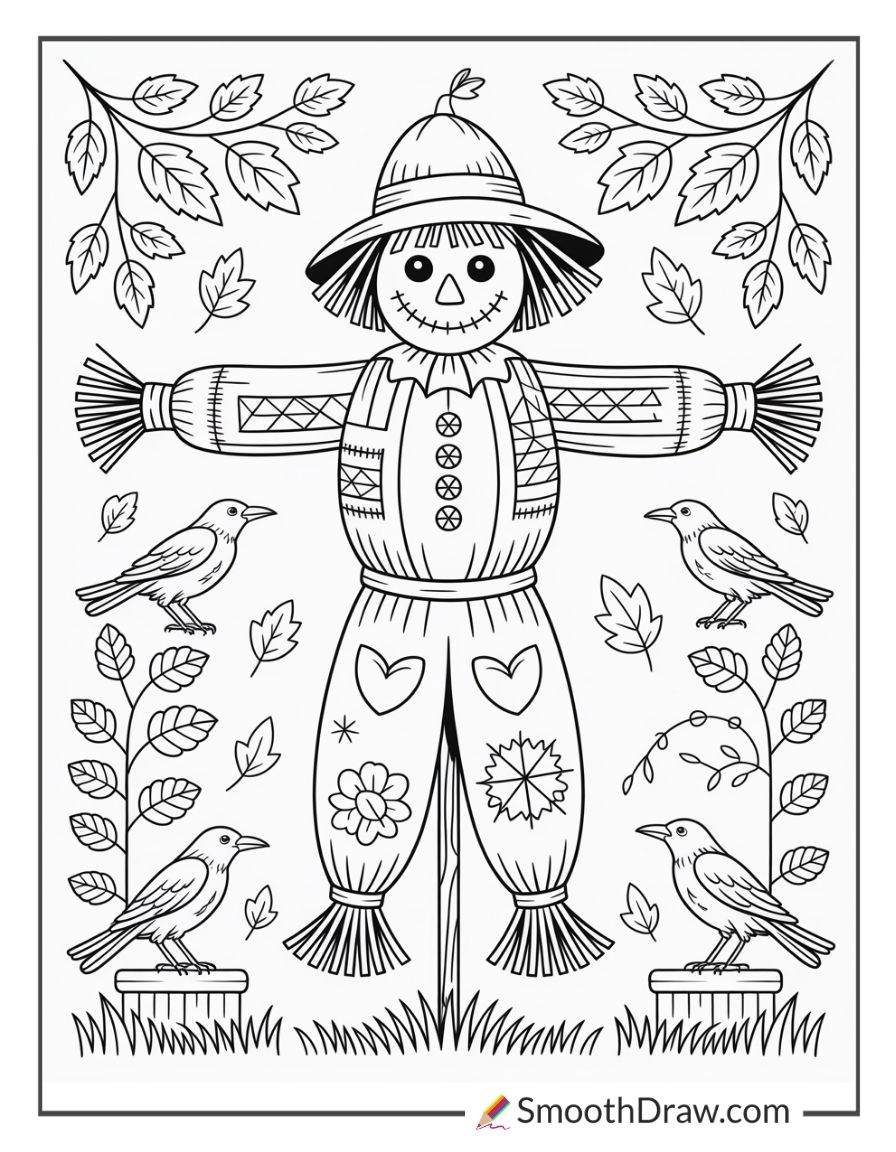 Scarecrow Adult Coloring Page