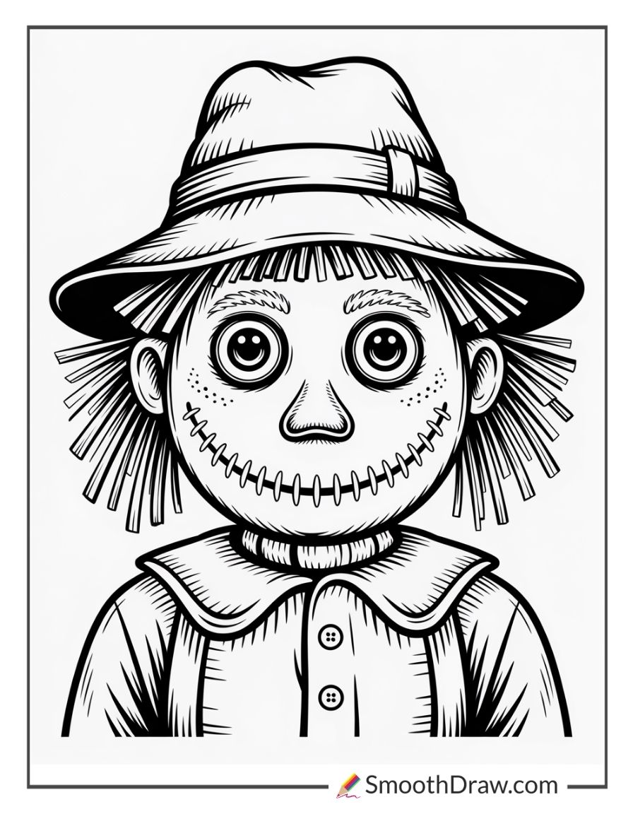 Scarecrow Face Coloring Page
