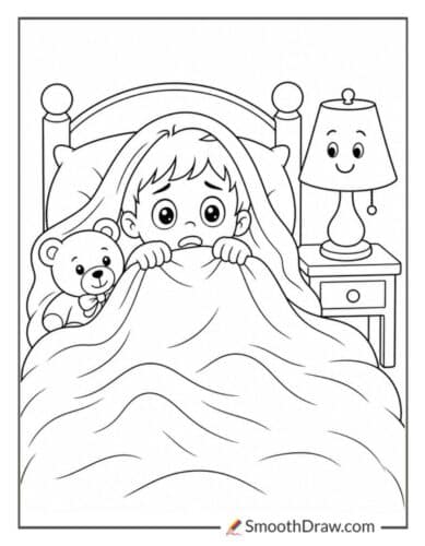 Scared Child Under Blanket