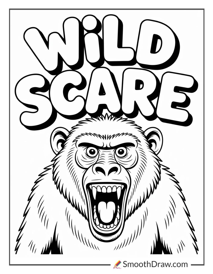 Scary Baboon Coloring Page
