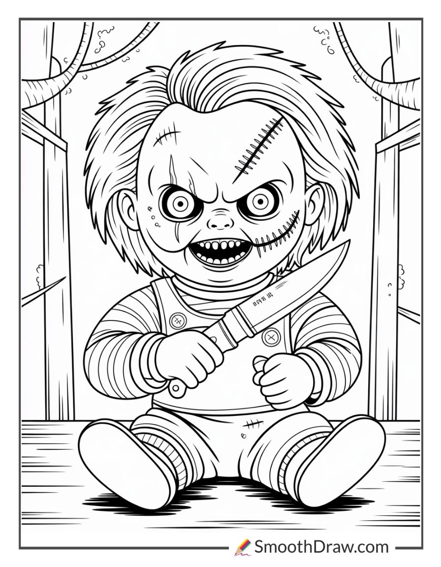 Scary Chucky Coloring Pages