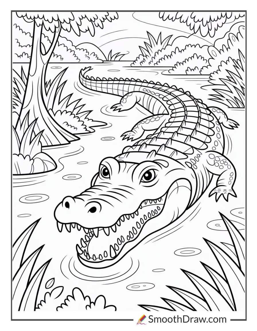 Scary Crocodile Coloring Pages