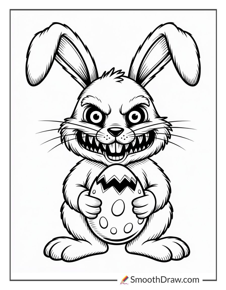 Scary Easter Bunny Coloring Page