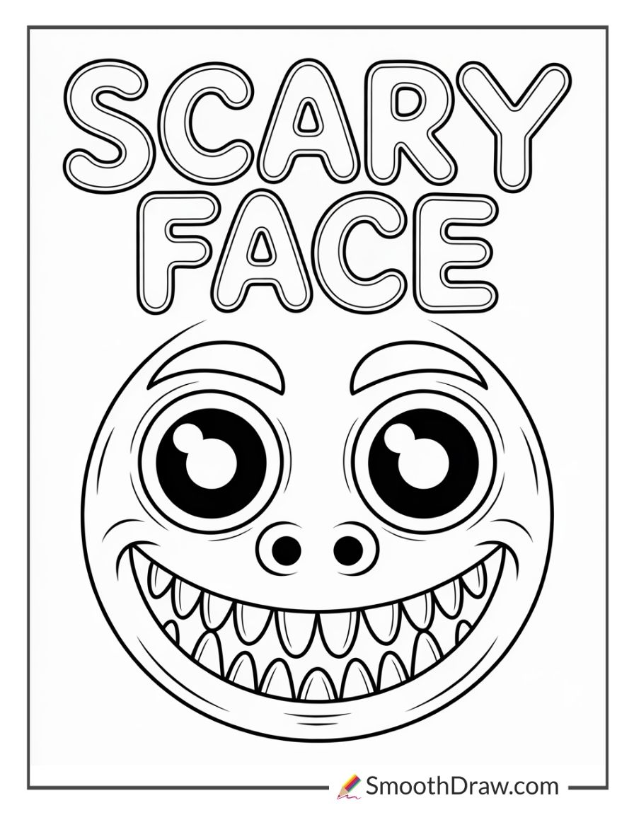 Scary Face Coloring Page