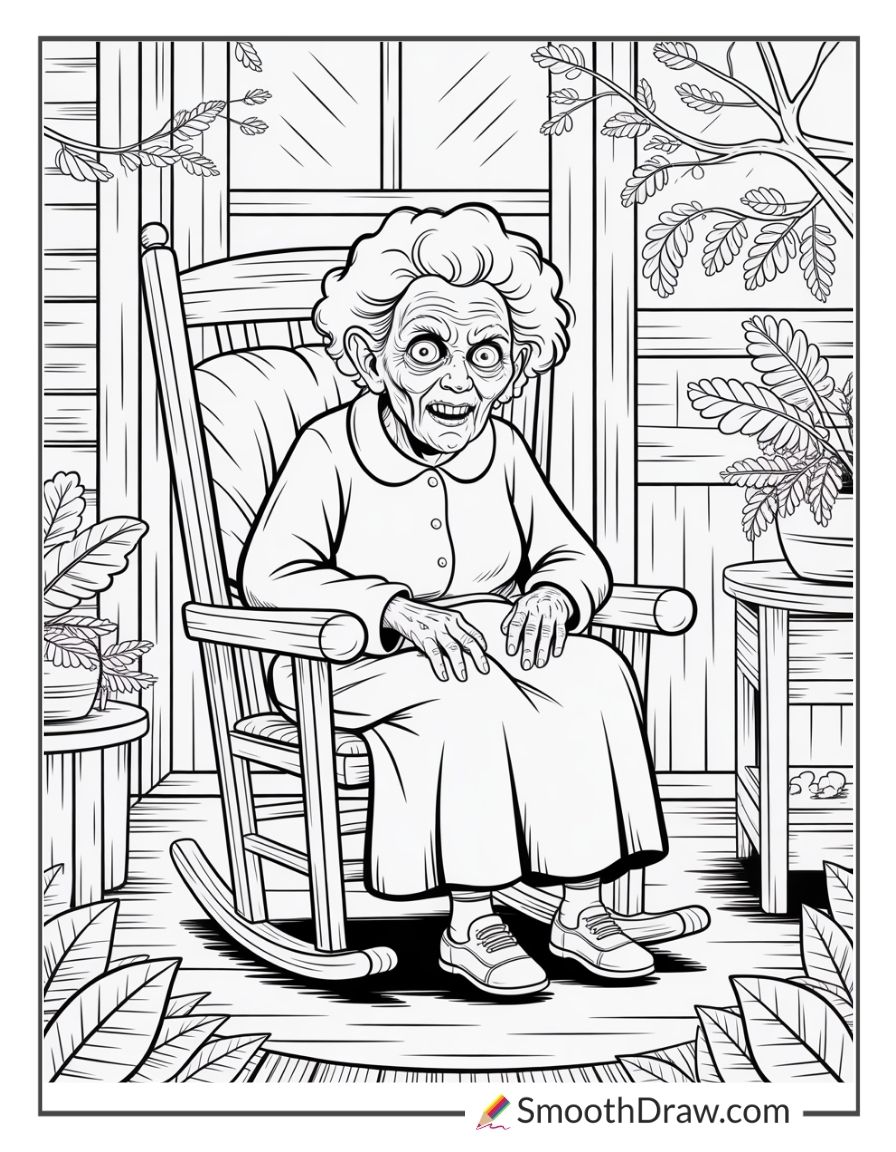 Scary Granny Coloring Pages