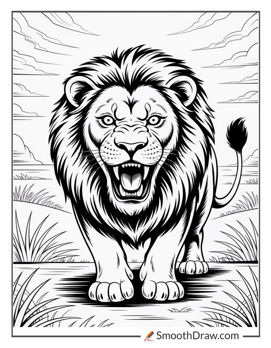 Scary Lion Coloring Pages