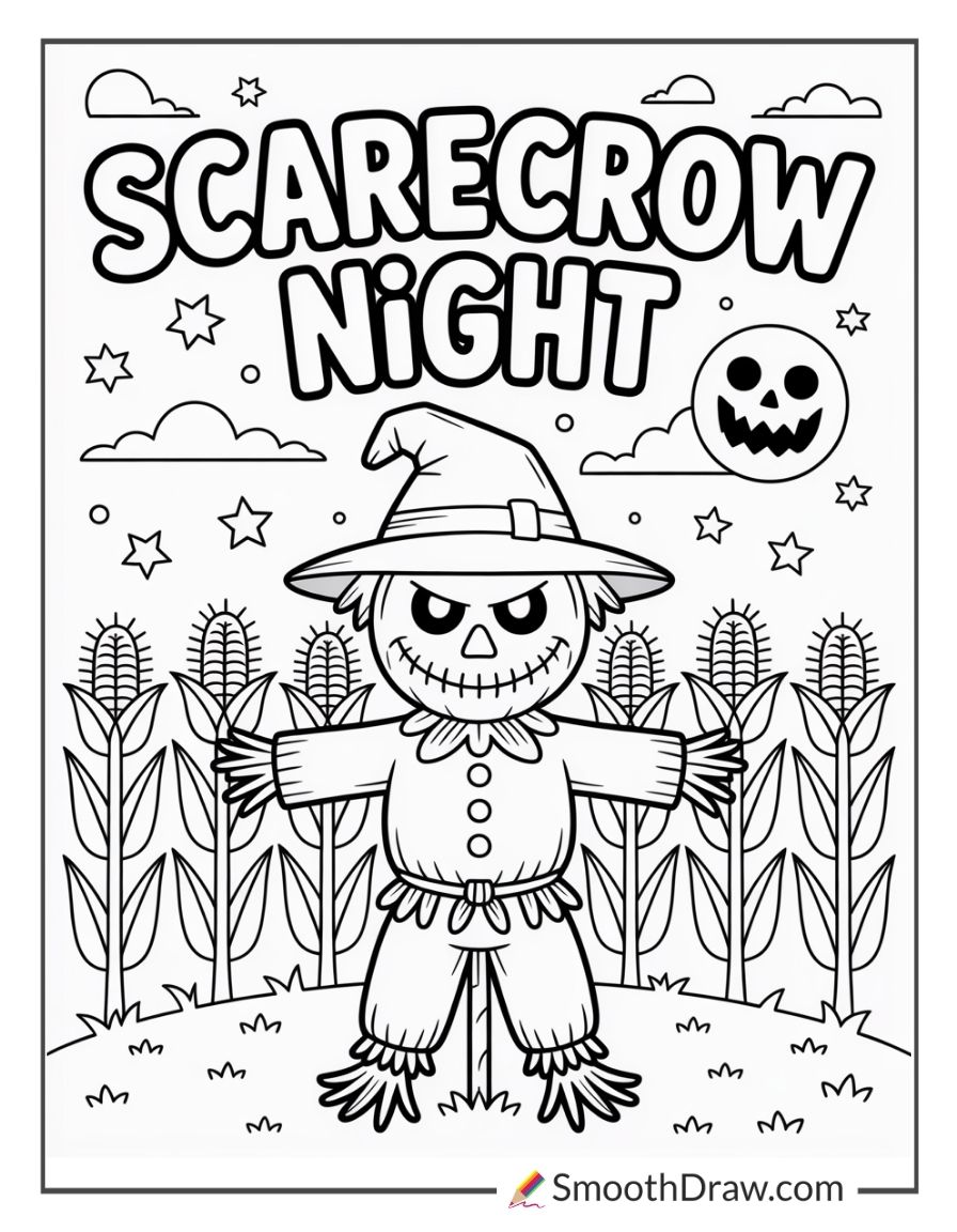 Scary Scarecrow Coloring Page