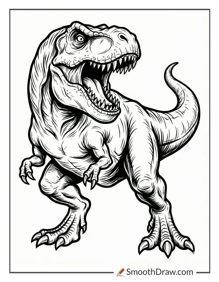 Scary T Rex Coloring Page 1