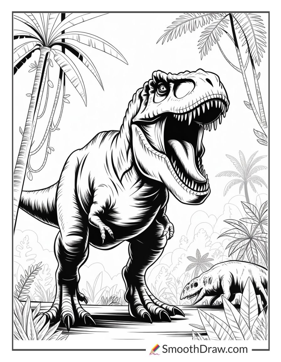 Scary T Rex Coloring Page