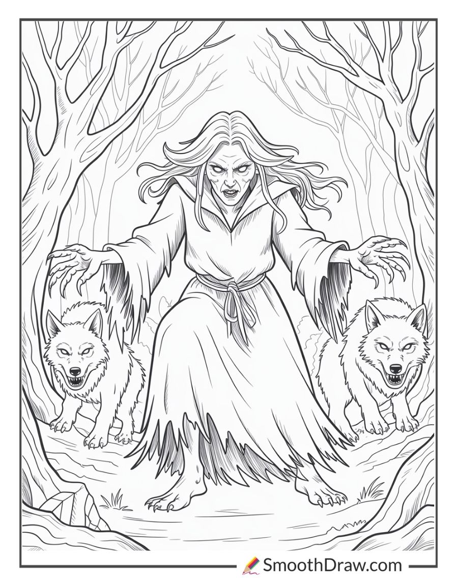 Scary Witch Coloring Page