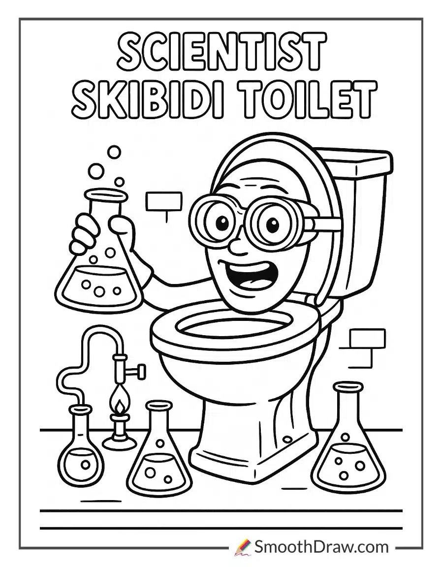 Scientist Skibidi Toilet Coloring Page