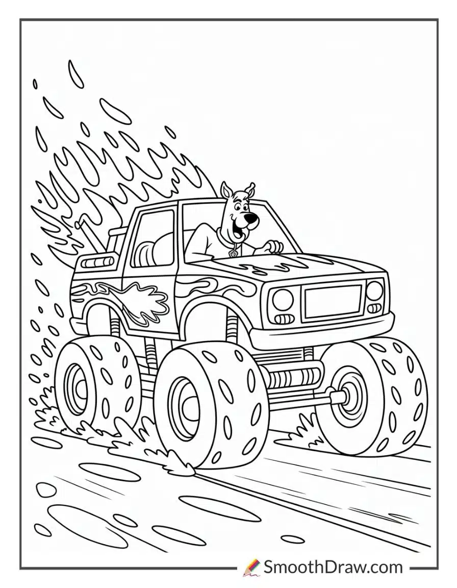 Scooby Doo Monster Truck Coloring Page 1