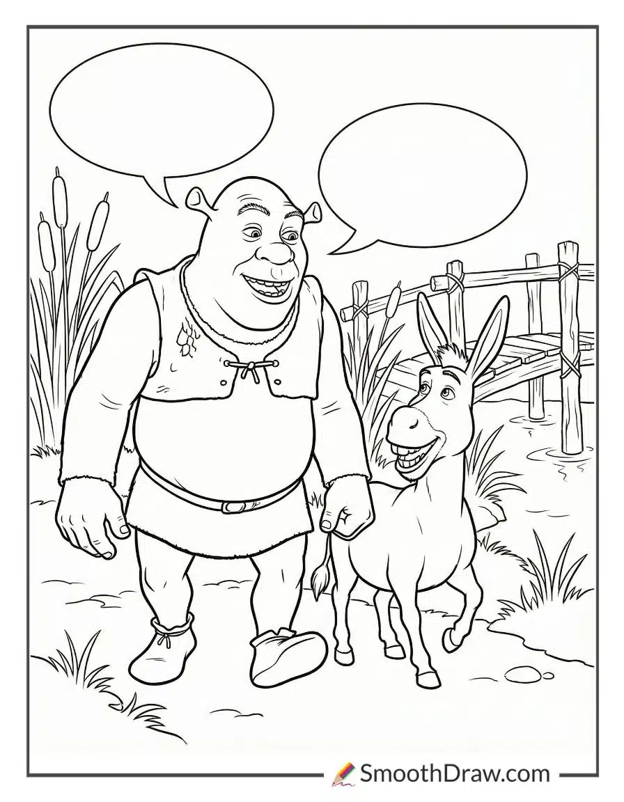 Shrek And Donkey Coloring Page