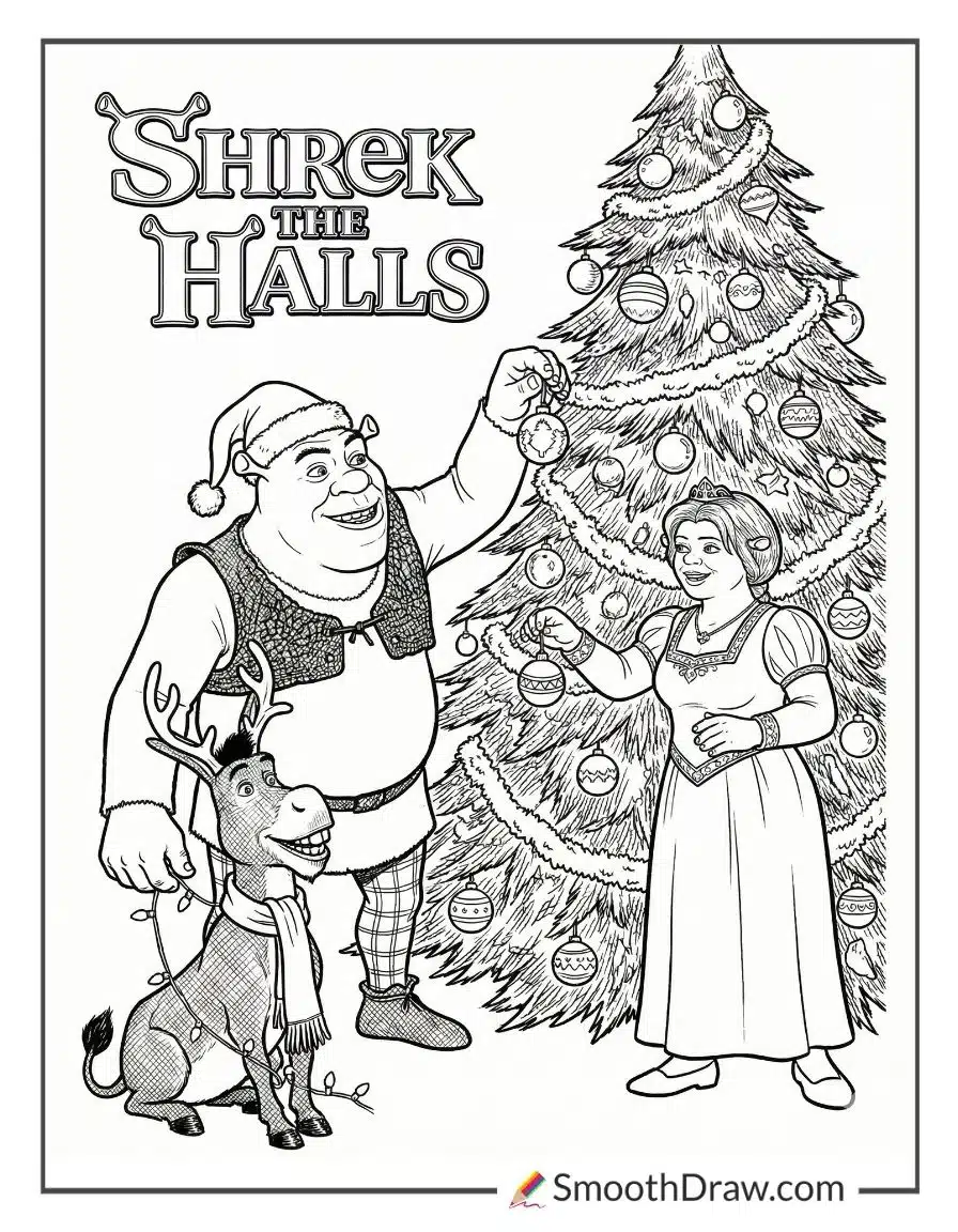 Shrek The Halls Coloring Pages