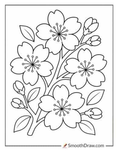 Simple Cherry Blossom Coloring Page