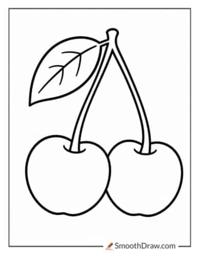 Simple Cherry Coloring Page