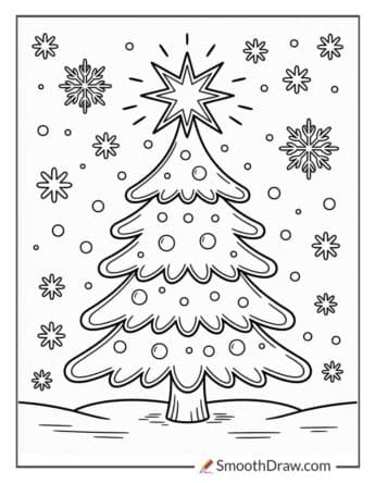 Simple Christmas Tree Coloring Page