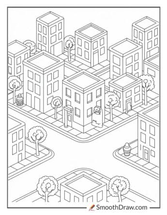 simple city coloring pages