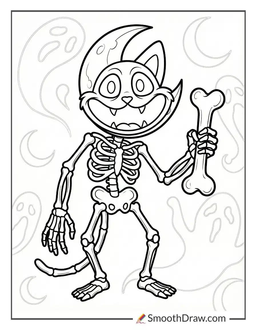 Skeleton Catnap Coloring Pages