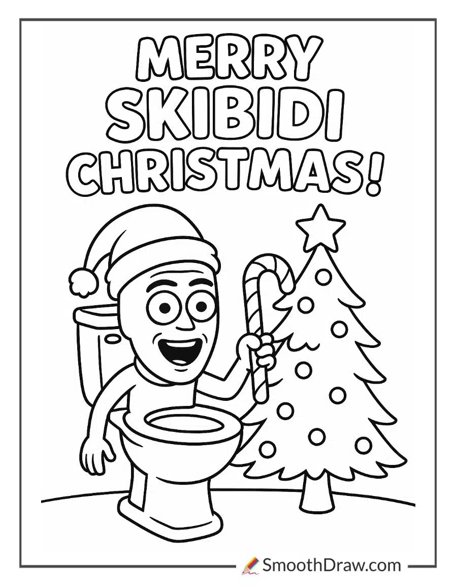 Skibidi Toilet Christmas Coloring Pages