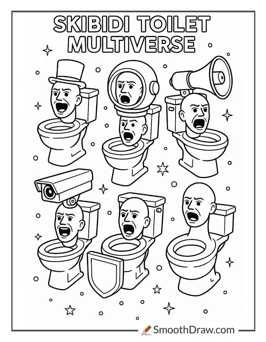 Skibidi Toilet Multiverse Coloring Pages