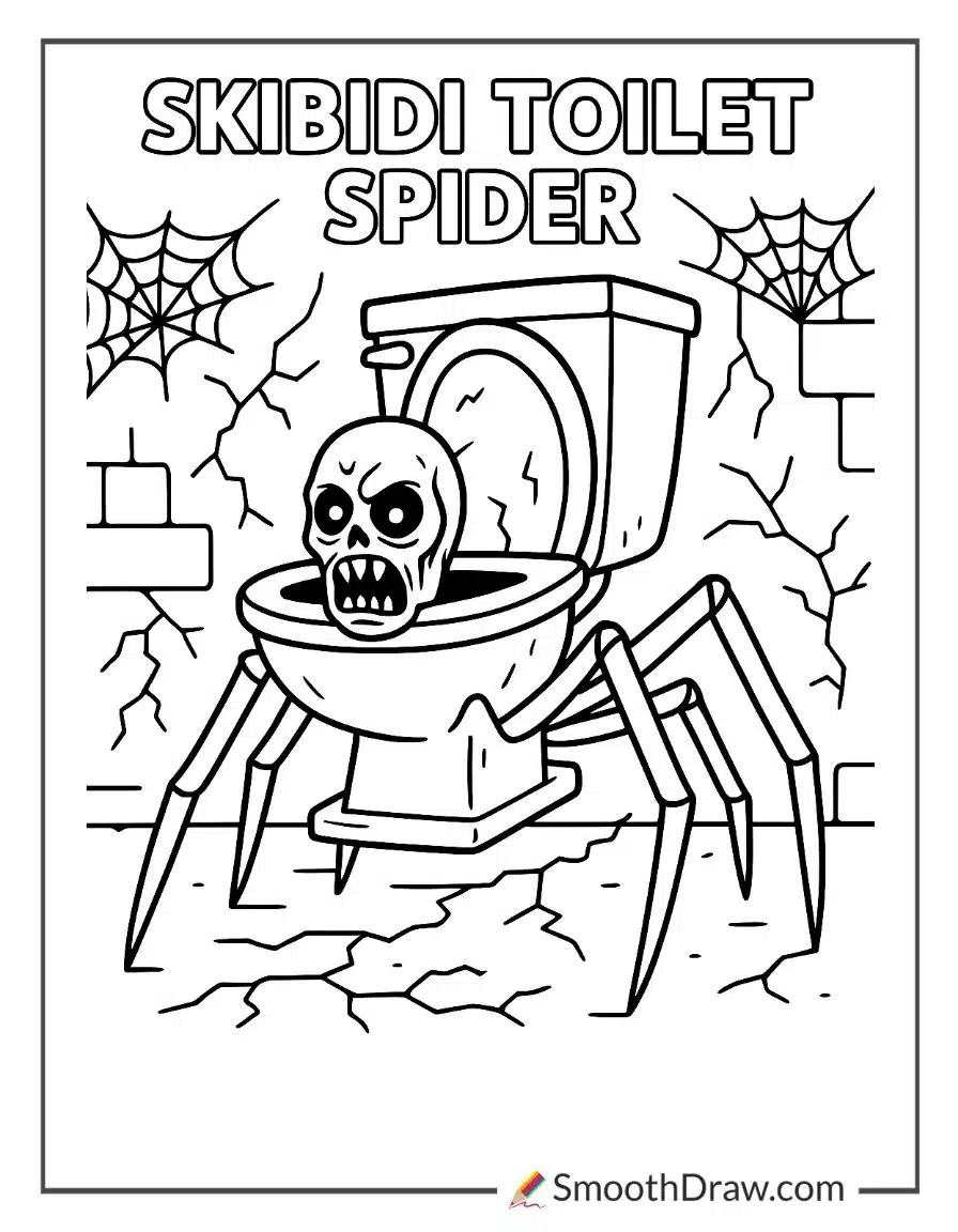Skibidi Toilet Spider Coloring Pages
