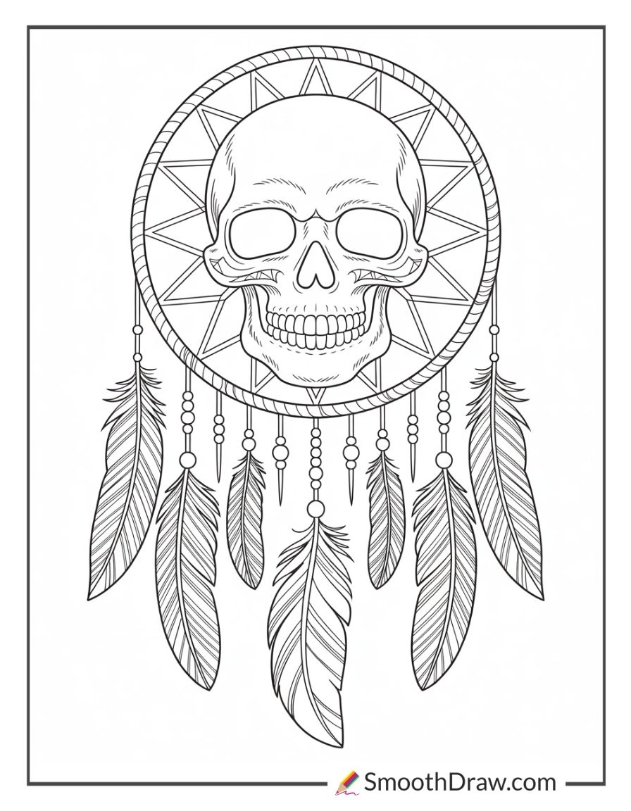Skull Dream Catcher Coloring Pages