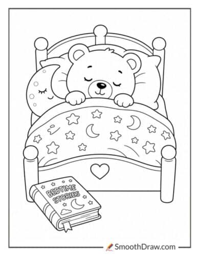 Sleepy Bear Under Blanket