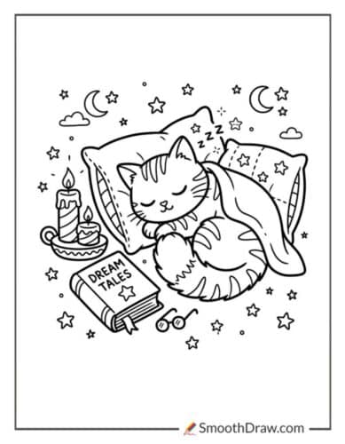 Sleepy Cat Near Candles
